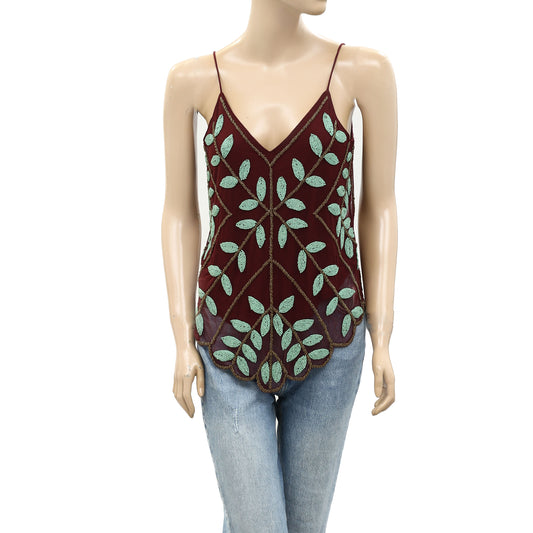 Free People Beaded Embellished Tank Cami Blouse Top