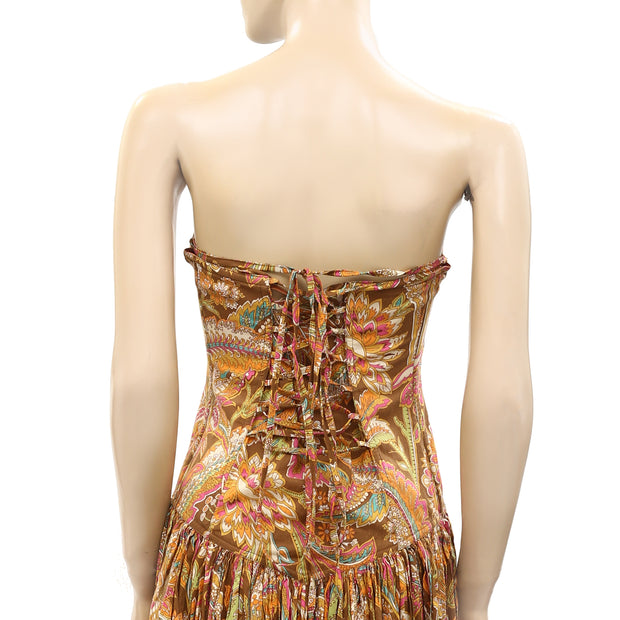 Anthropologie Love The Label Floral Cotton Tube Midi Bustier Dress