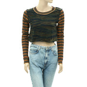 BDG Urban Outfitters Seb Spliced Long Sleeve Tee Cropped Top