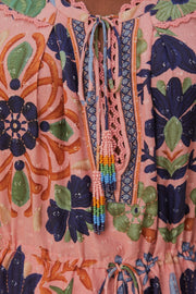 Farm Rio Anthropologie Pink Seashell Tapestry Mini Dress