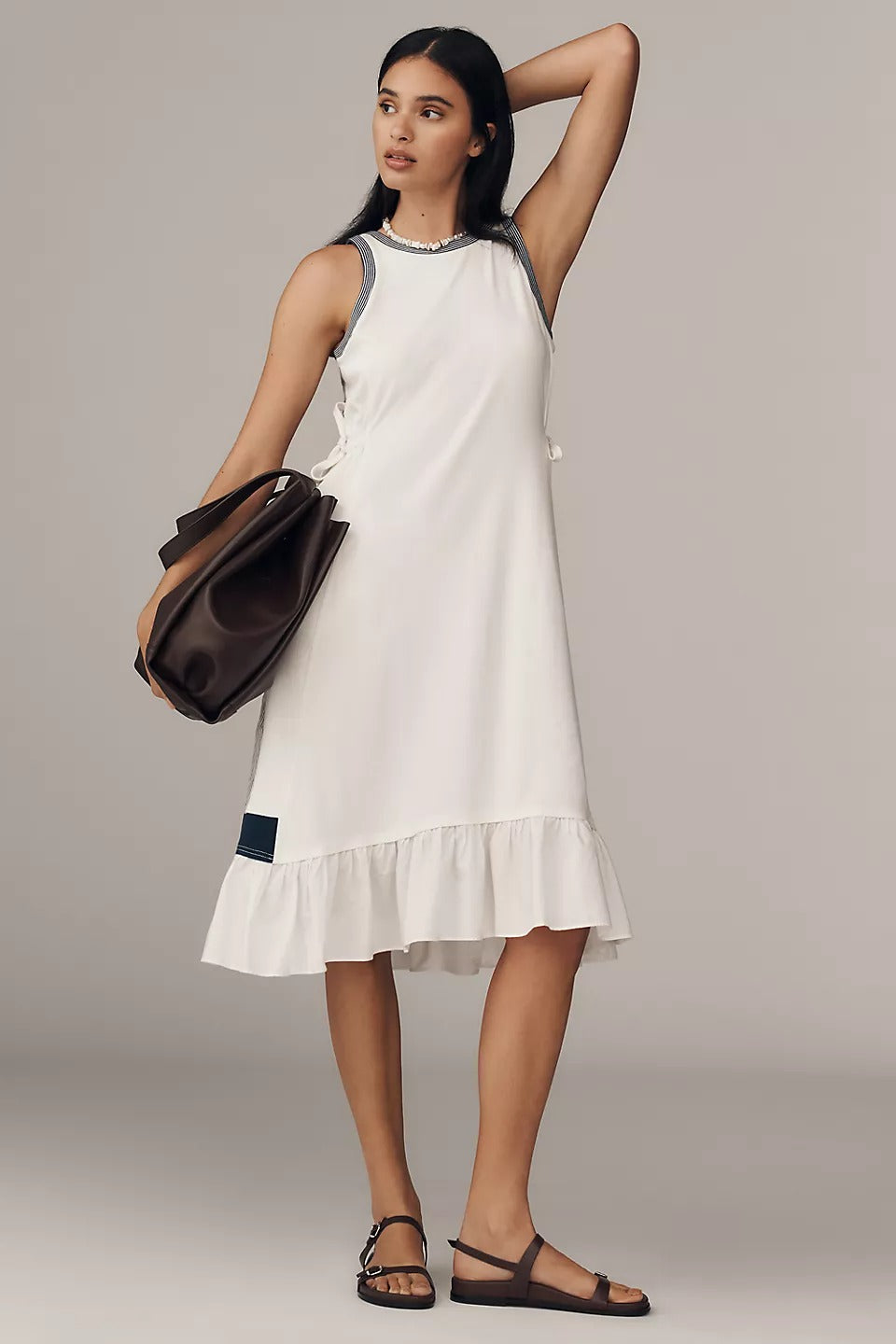 Daily Practice Ball Toss Pleated Midi Tank Dress by Daily Practice by Anthropologie in White, Size: XS