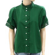Anthropologie Love The Label Buttondown Lace Shirt Top