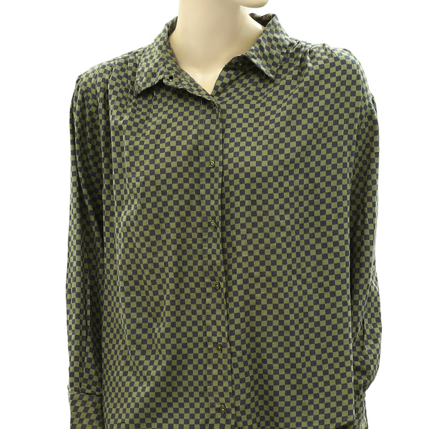 The Great Cove Buttondown Plaid Check Gingham Tunic Shirt Top