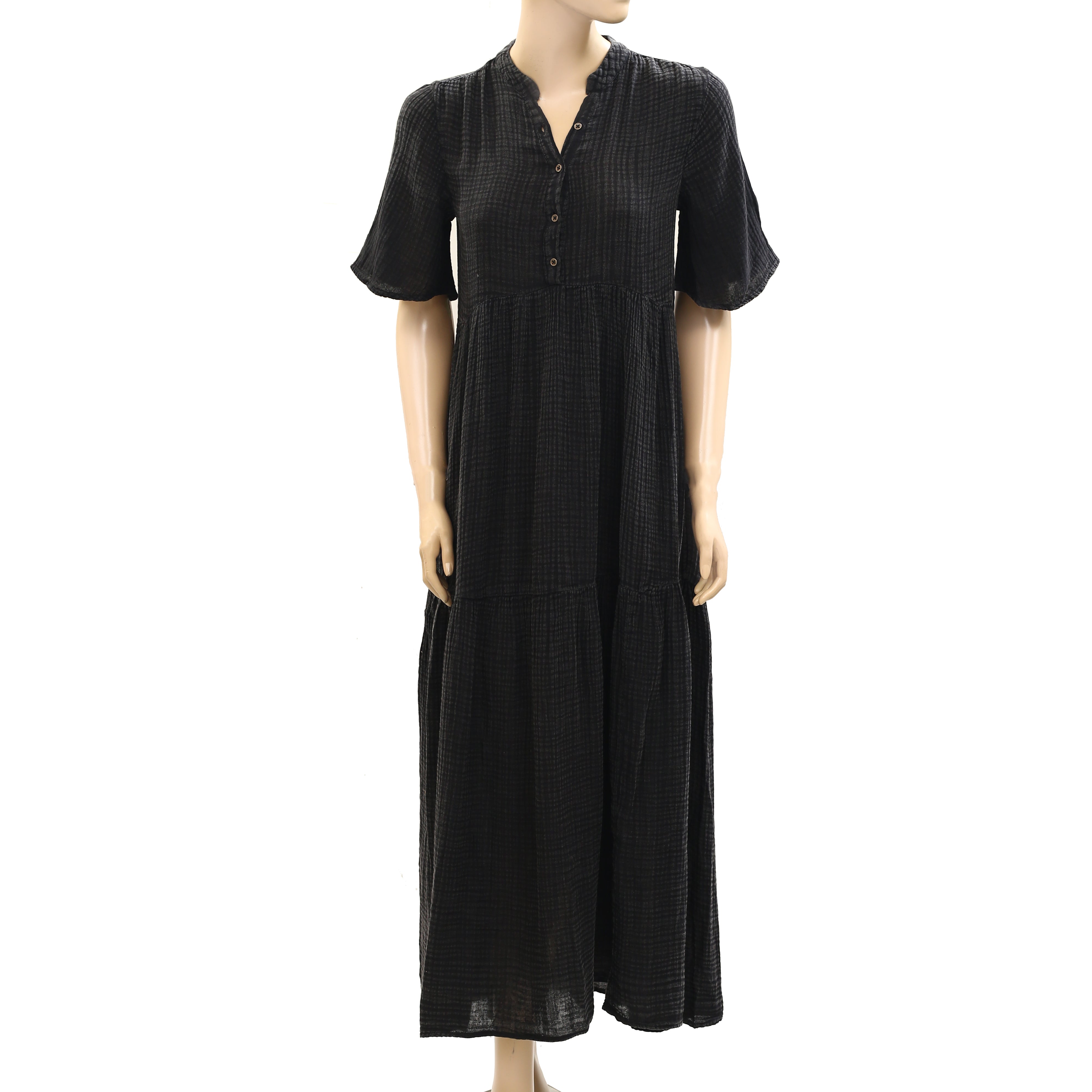 Anthropologie Tiered Black Long Maxi Dress – White Chocolate Couture