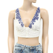 Free People Floral Crochet Lace Cropped Bralette Blouse Top
