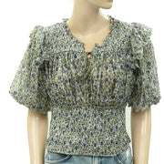 Free People Beatrice Ruffle Blouse Top M