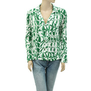 By Anthropologie Knit Printed Shirt Blouse Top