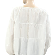 Merlette Embroidered Ruffle Blouse Top