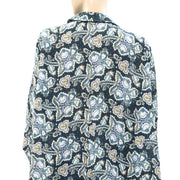 By Anthropologie Floral Printed Buttondown Shirt Tunic Top