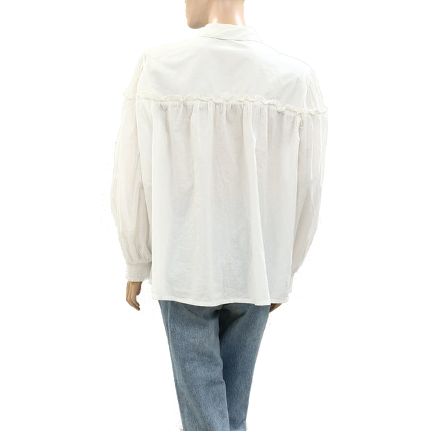 Merlette Solid Buttondown Shirt Tunic Top