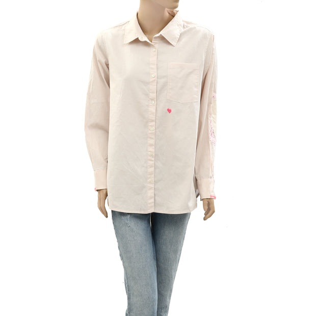 Kerri Rosenthal Mia Quilted Heart Patch Shirt Tunic Top