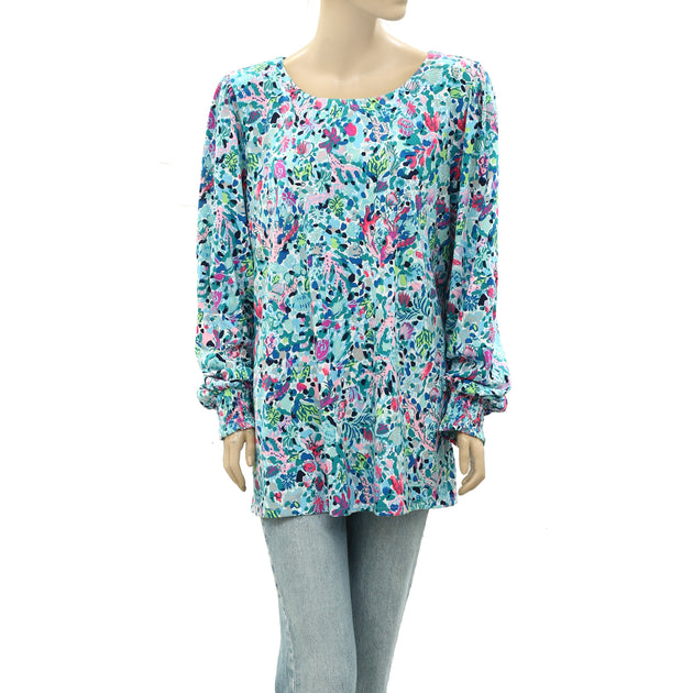 Lilly Pulitzer Long Sleeve Floral Printed Tunic Top XXL