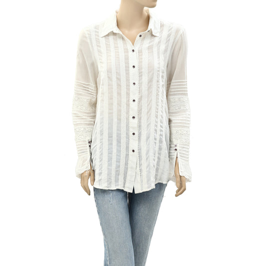Odd Molly Anthropologie Buttondown Lace Shirt Top
