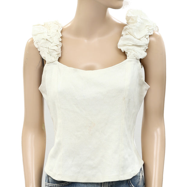 By Anthropologie Ribbed Corset Tank Shirt Blouse Top