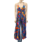 Farm Rio Anthropologie Blue Macaw Party Cover-Up Midi Dress