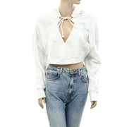 Free People We The Free Ribbed Ivory Wrap Cropped Top S