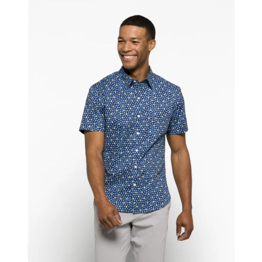 Stretch Riviera Short Sleeve Casual Shirt Slim for Men by Bonobos - Blue Daisy Fields