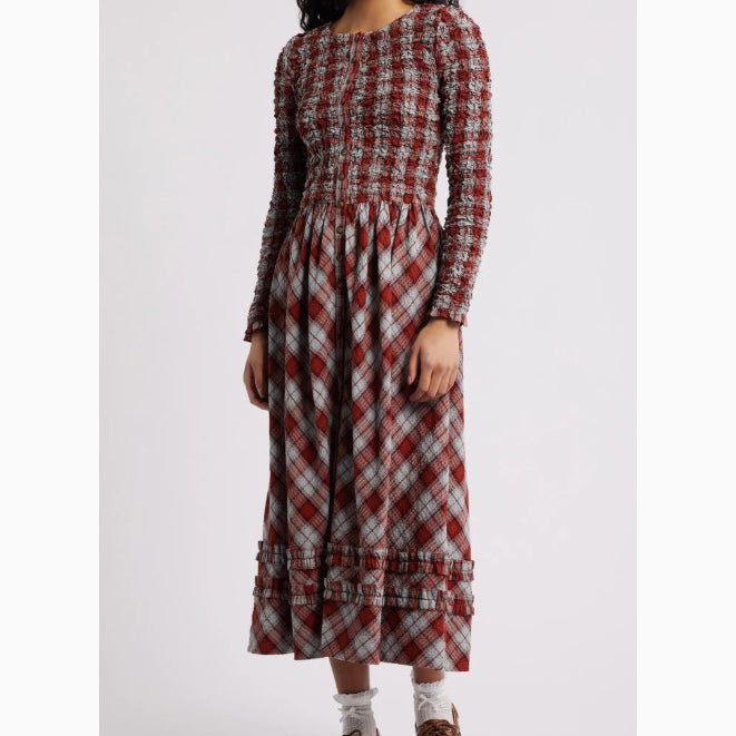 Damson Madder Posey Cardi Long Sleeve Organic Cotton Midi Dress – White  Chocolate Couture