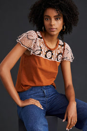 By Anthropologie Flutter Sleeve Blouse Top