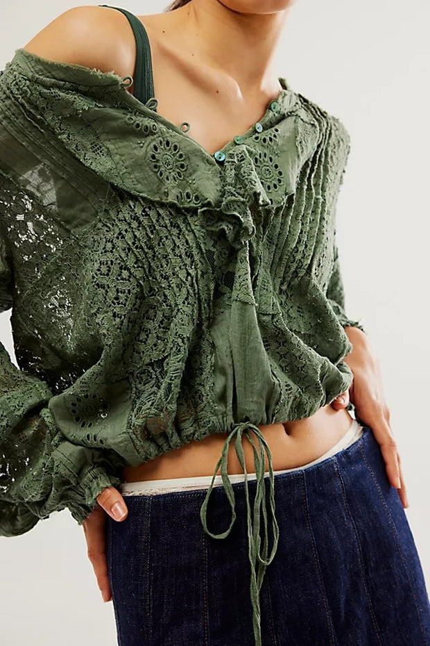 Free People FP One Naya Lace Blouse Top