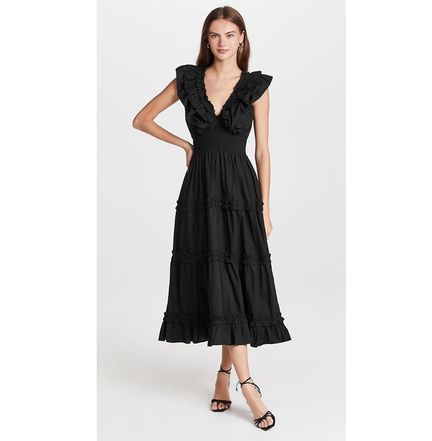 ANTHROPOLOGIE Antoinette store Ruffle Midi Lac