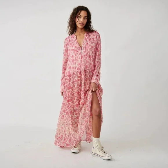 fitted lace wedding dress Free People Morning Meadows Long-Sleeve Maxi Dress Xs main image 0