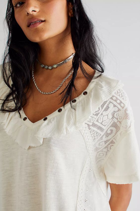 Free People Lucy Tee Blouse Top