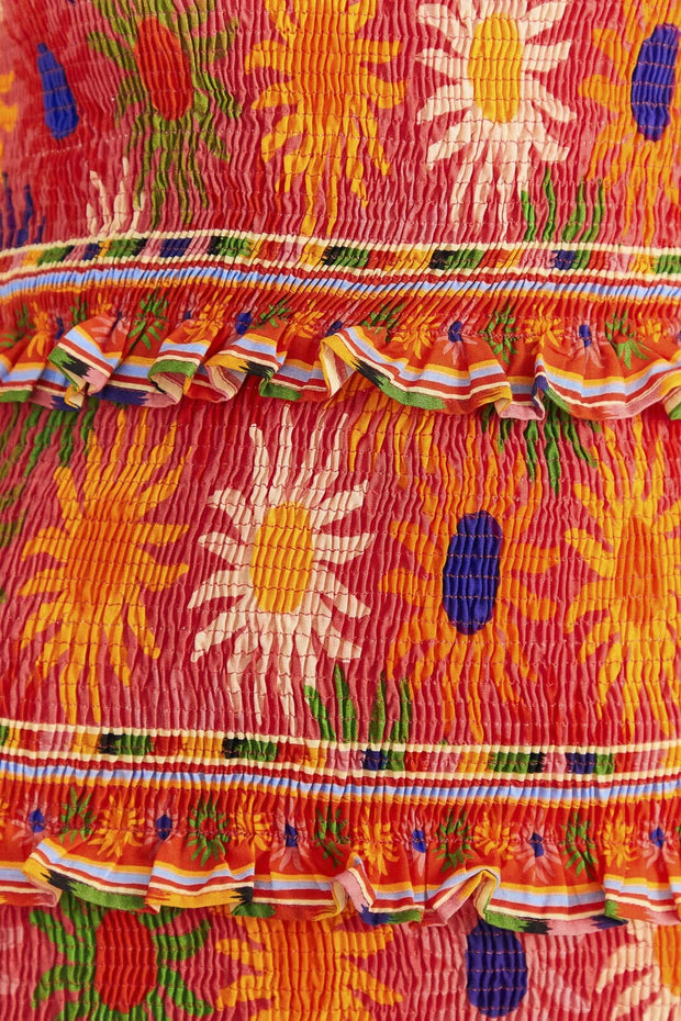 Farm Rio Anthropologie Coral Summer Sun Mini Dress