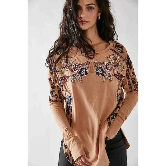 Free People Tall Tales Embroidered Tunic Top