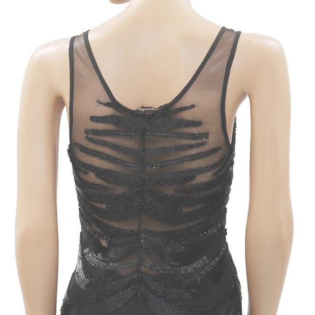 Ozel Studio Embellished Black Mini Dress