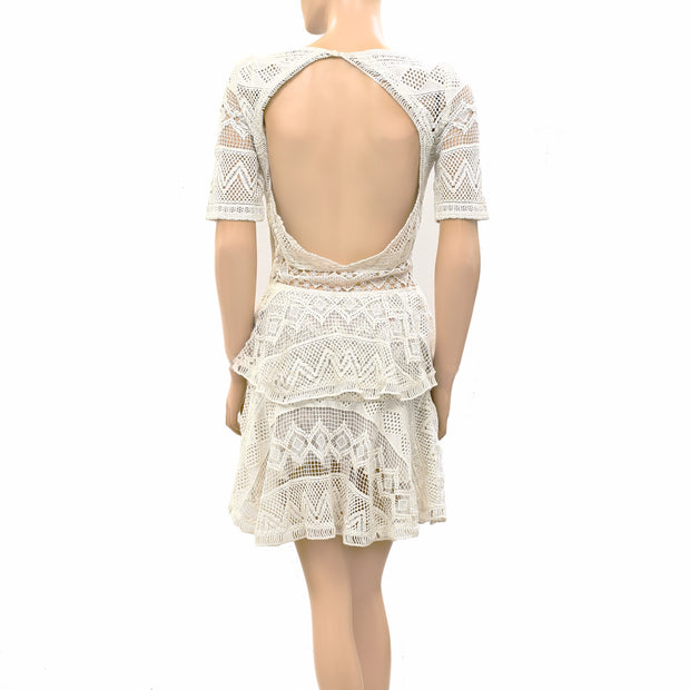 Sezane Crochet Lace Tiered Mini Dress
