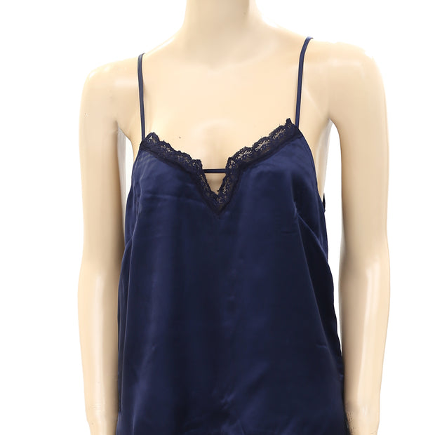 Intimately Free People Lace Navy Cami Slip Blouse Top