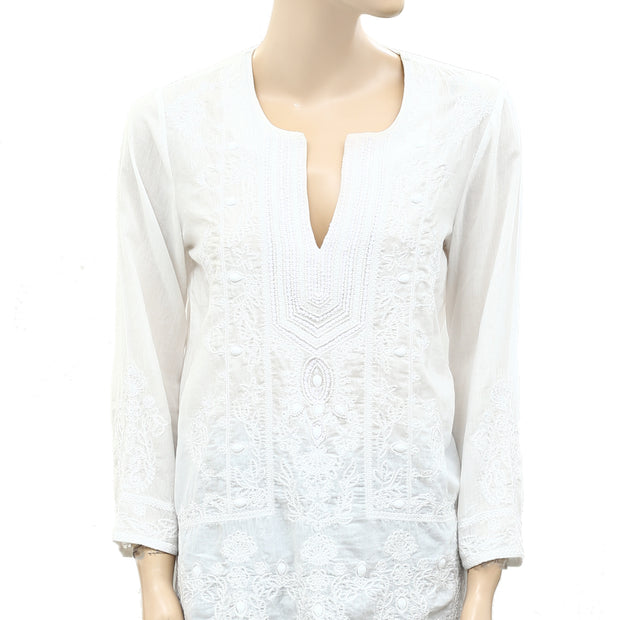Lilly Pulitzer Embroidered Beaded Embellished Tunic Top