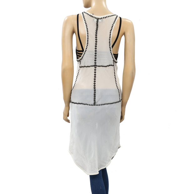 Isabel Marant Parley Studded Silk-Chiffon Mini Dress L