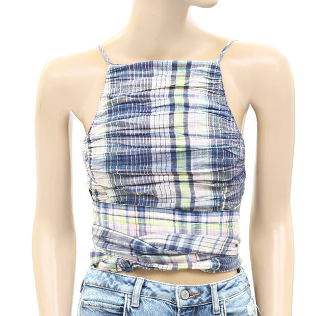 Free People Real Love Plaid Tank Cropped Top
