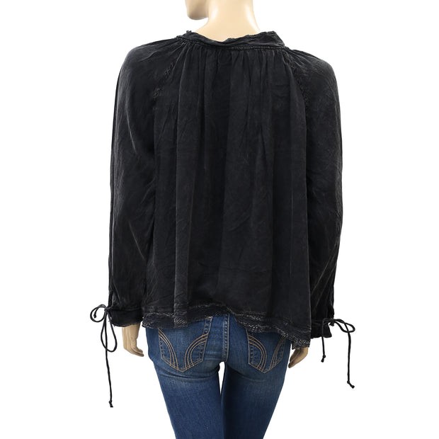 Zadig & Voltaire Theresa Beaded Black Blouse Top