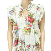 Love The Label Anthropologie Helena Ruffle Floral Print Blouse Top
