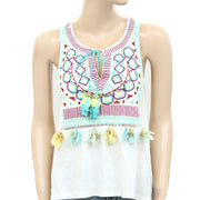 Lilly Pulitzer Metallic Embroidered Tank Blouse Top S
