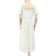 Sezane Eyelet Embroidered White Midi Dress S