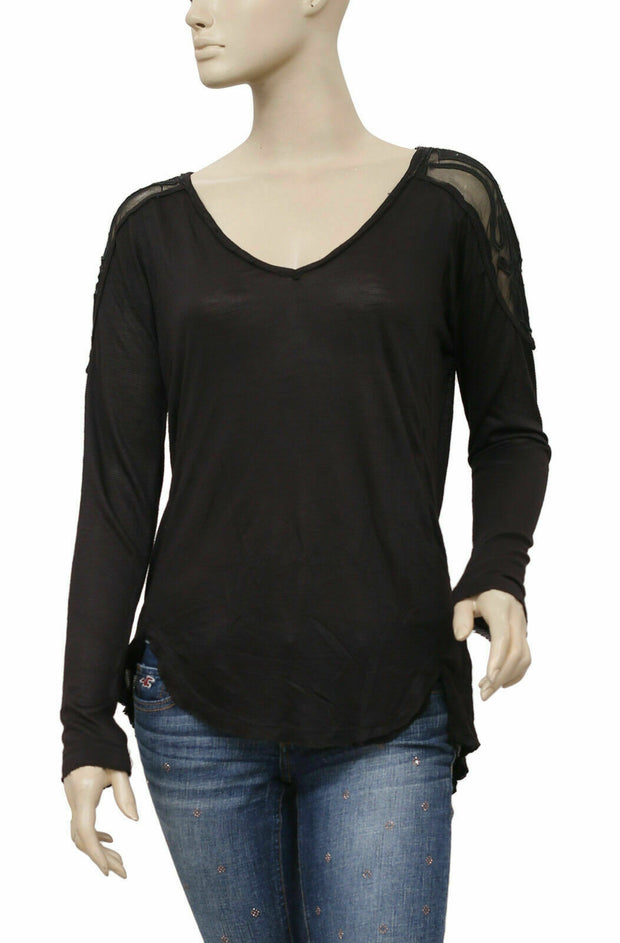 Free People The Gatsby Black Blouse Top XS
