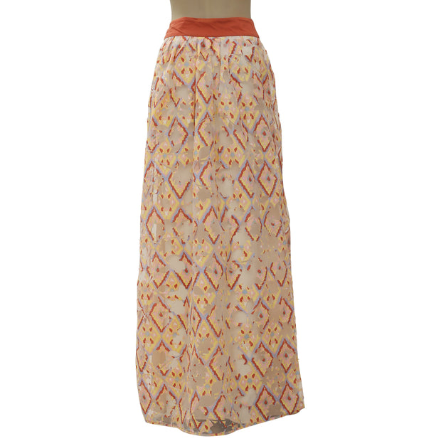 New Hoss Intropia Anthropologie Printed Pleated Zipper Maxi Skirt Small S