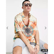 ASOS DESIGN Men's Boxy Kaleidoscope Floral Printed Shirt XL