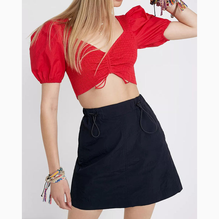 Urban Outfitters UO Pandora Poplin Micro Crop Blouse Top