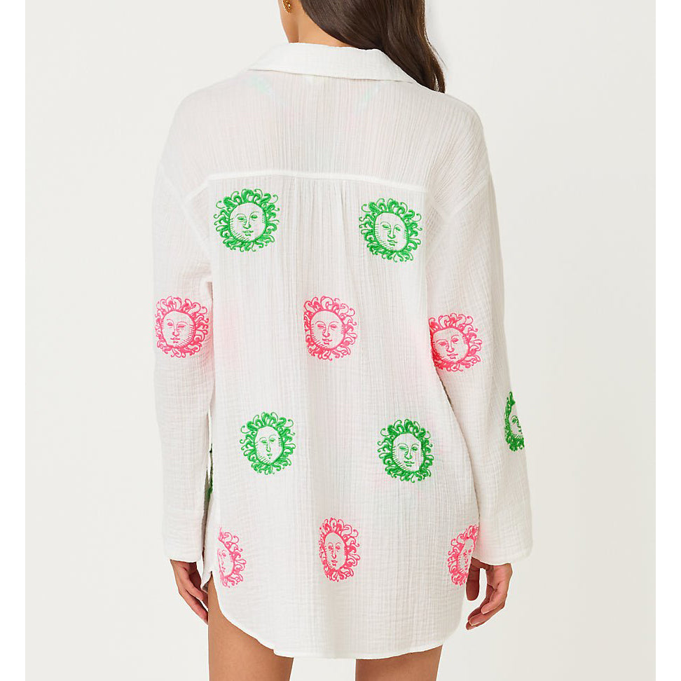 Lilly Pulitzer Kwitney Flower Of Lilly Embroidered Long-Sleeve Cover-Up