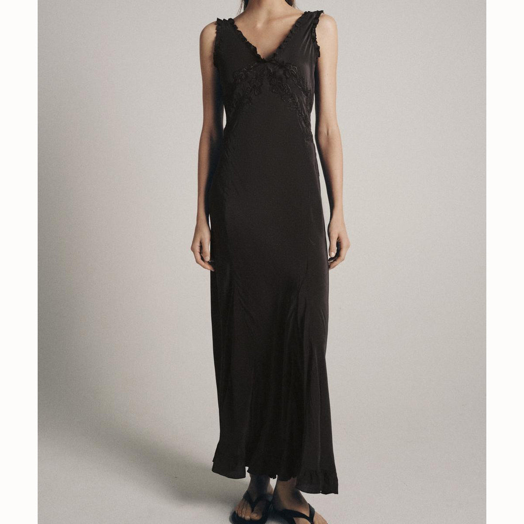 Zara ZW Collection Floral Embroidered Long Dress