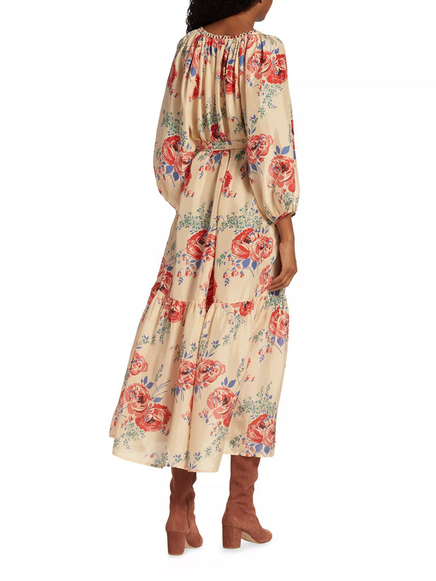 The Great The Vestige Belted Floral Printed Midi-Dress