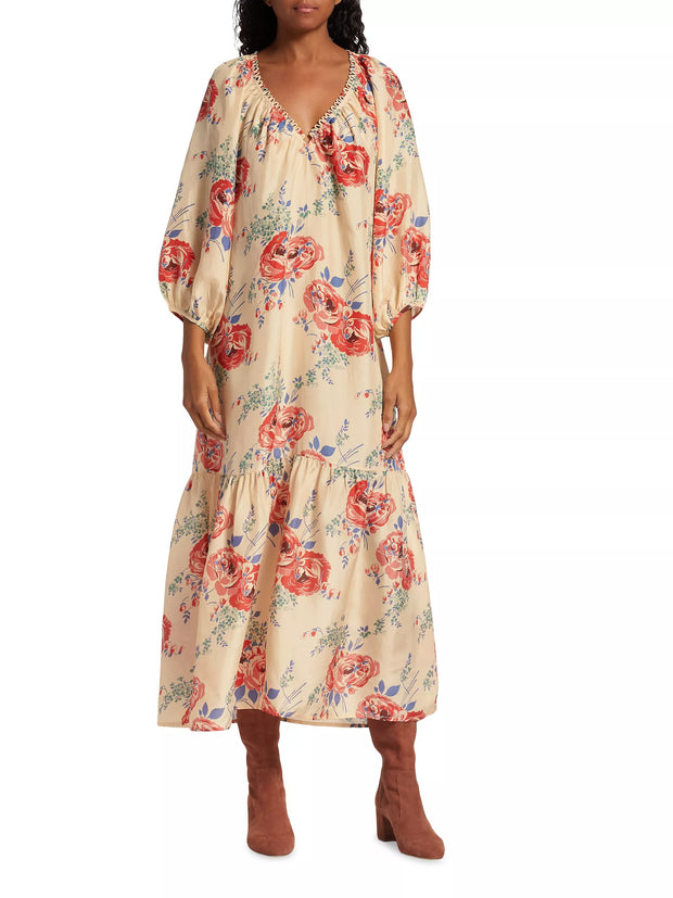 The Great The Vestige Belted Floral Printed Midi-Dress