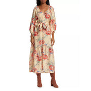 The Great The Vestige Belted Floral Printed Midi-Dress