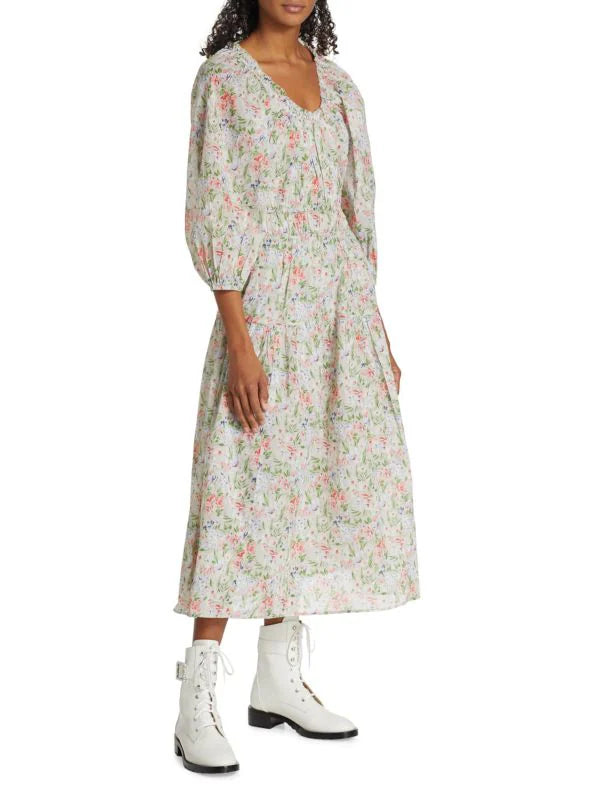 THE GREAT The Moonstone Floral Midi Dress