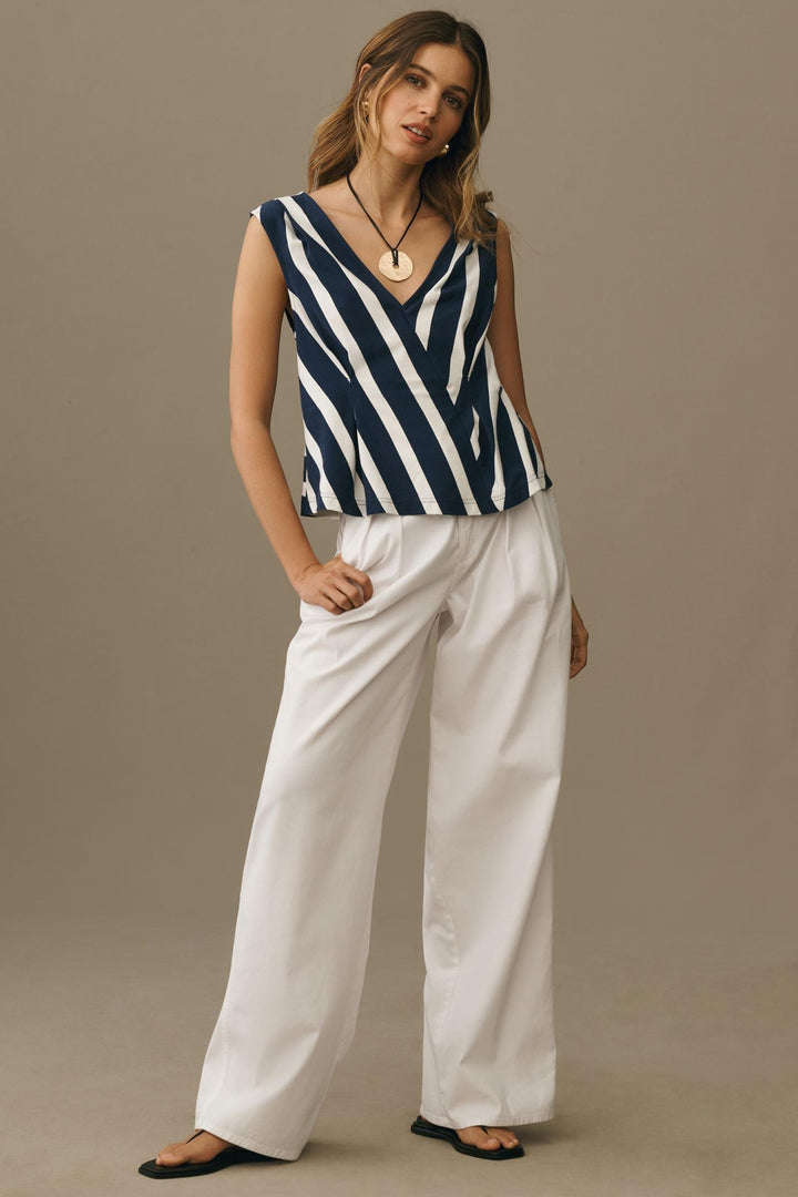 Anthropologie Maeve Sleeveless V-Neck Corset Blouse Tank Top